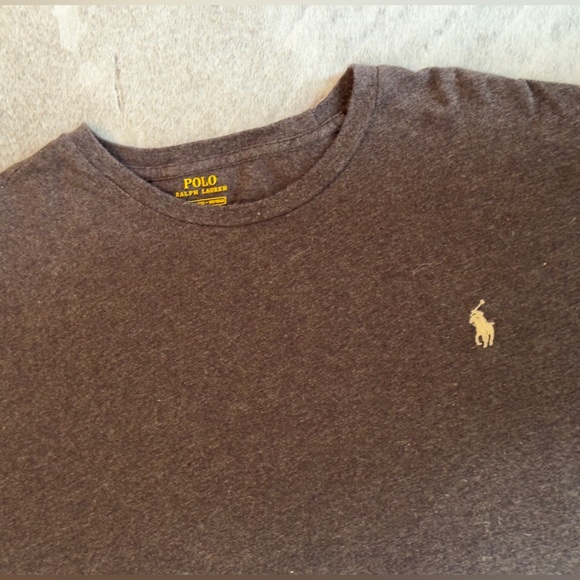 POLO RALPH LAUREN Men’s Heather Brown Custom Fit Long Sleeve Tee T-Shirt - Picture 7 of 16